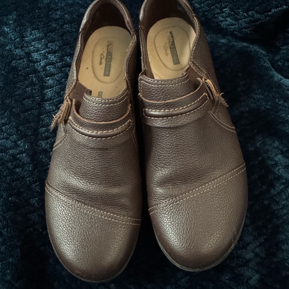 Clark’s Collection Cheyn Madi Brown Leather Slip-On Orthopedic Loafer Shoes